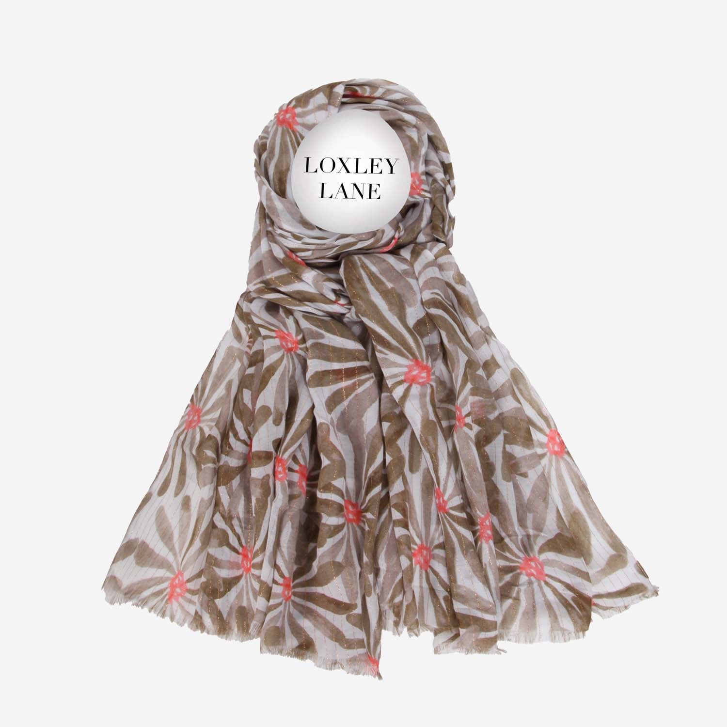 LIGHTWEIGHT SCARF DAISY PRINT CREAM