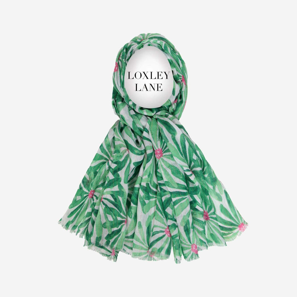 LIGHTWEIGHT SCARF DAISY PRINT GREEN