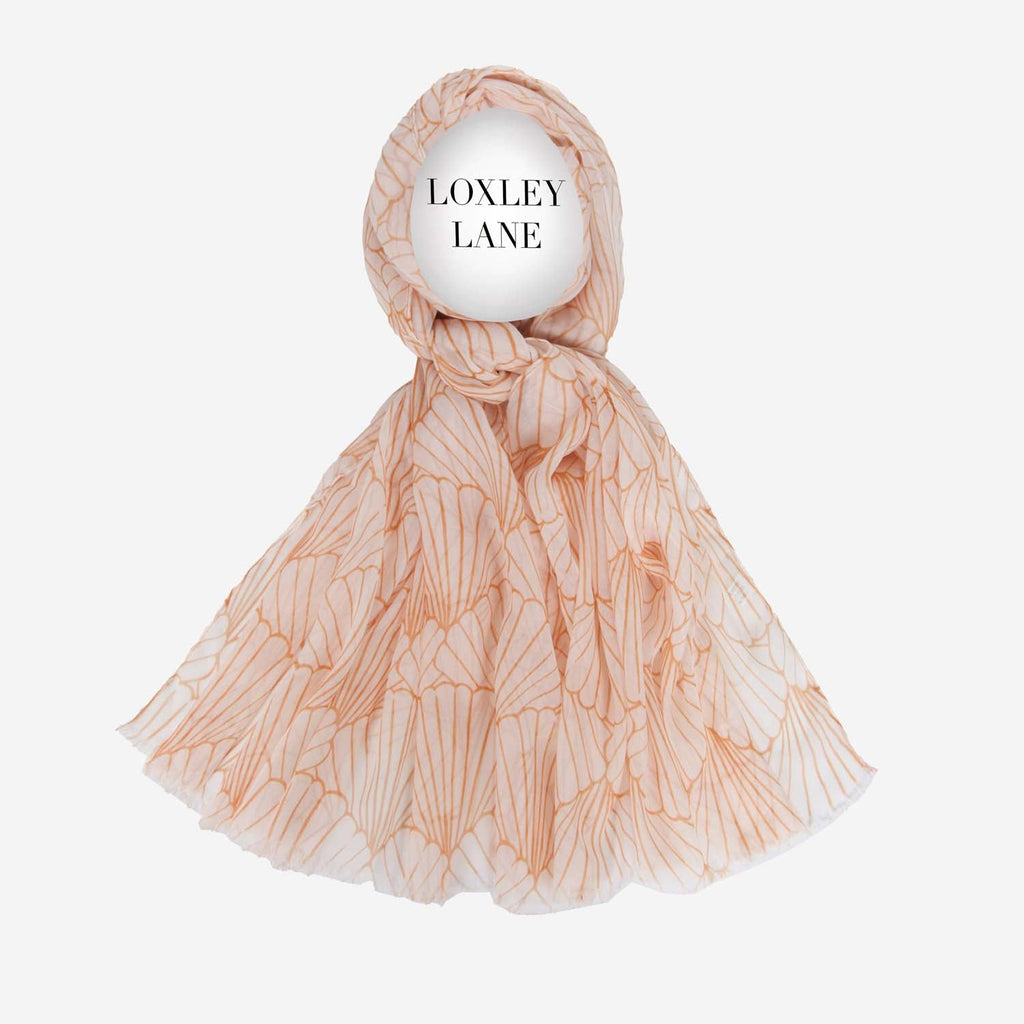 LIGHTWEIGHT SCARF CORAL REEF PRINT CREAM