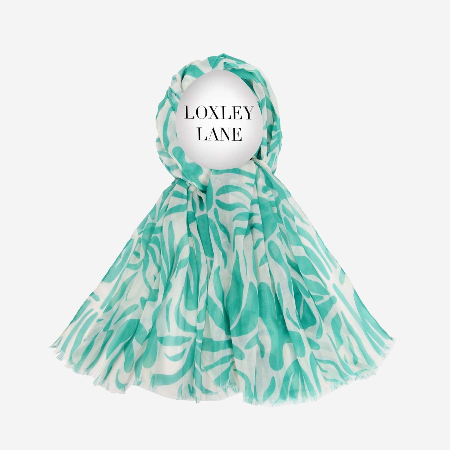 LIGHTWEIGHT SCARF FLORAL PRINT GREEN