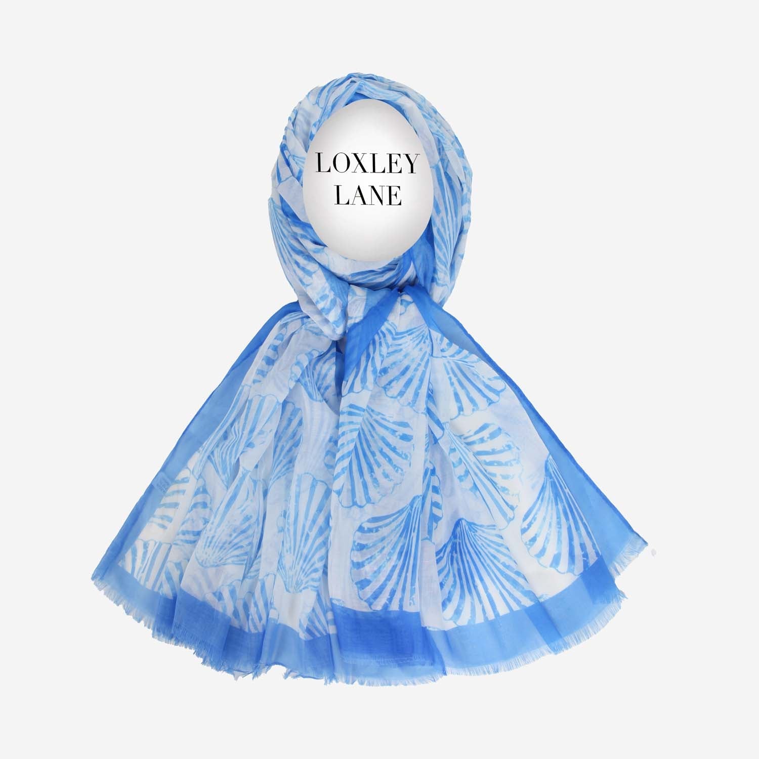 LIGHTWEIGHT SCARF CLAM SHELLS BLUE