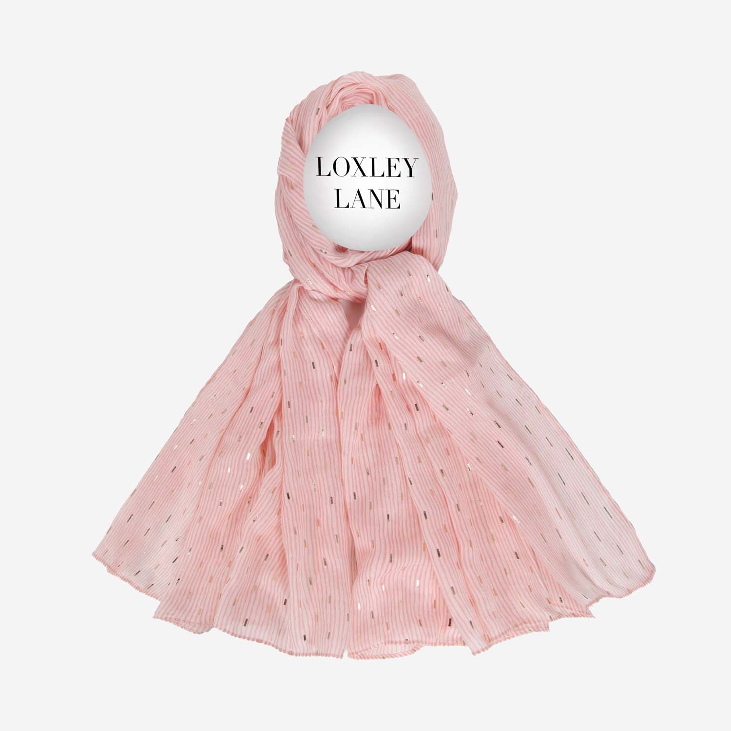 LIGHTWEIGHT SCARF METALLIC STRIPES PINK