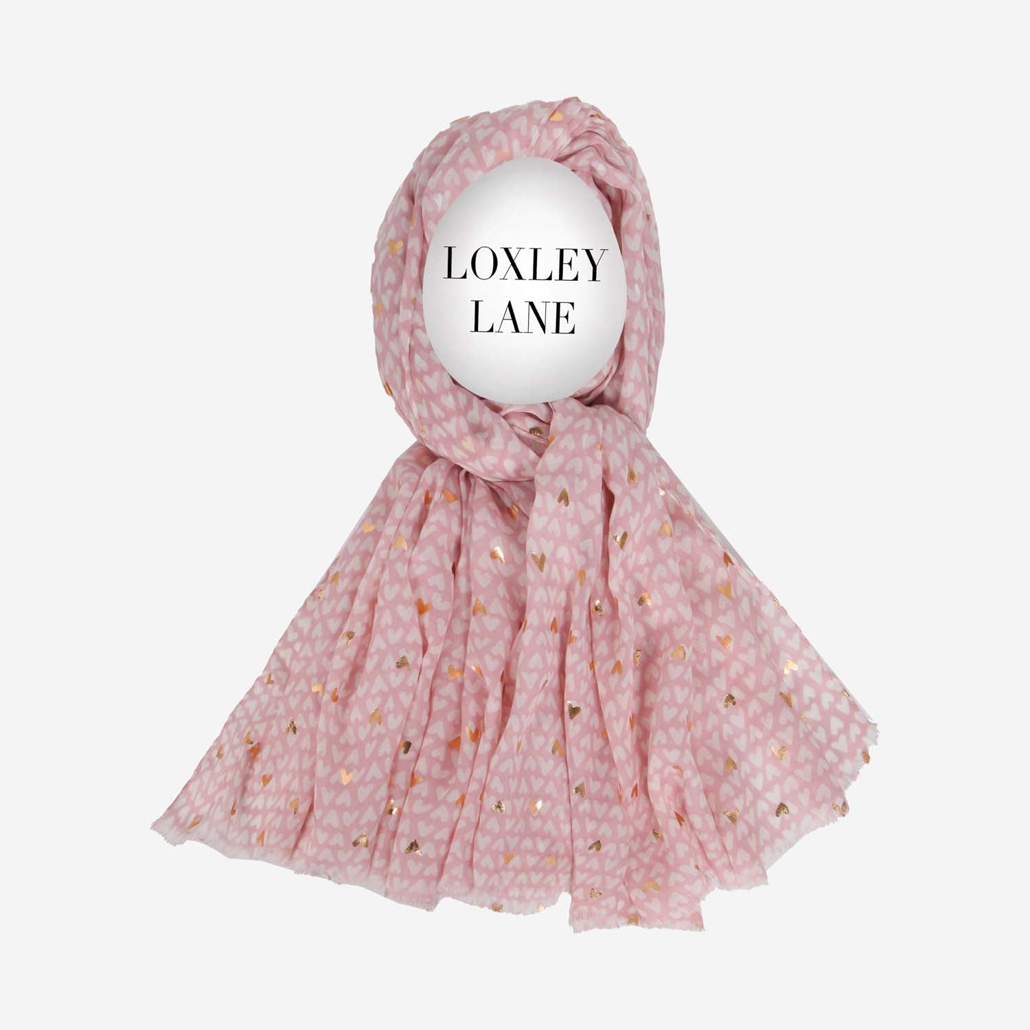 LIGHTWEIGHT SCARF METALLIC HEARTS PINK