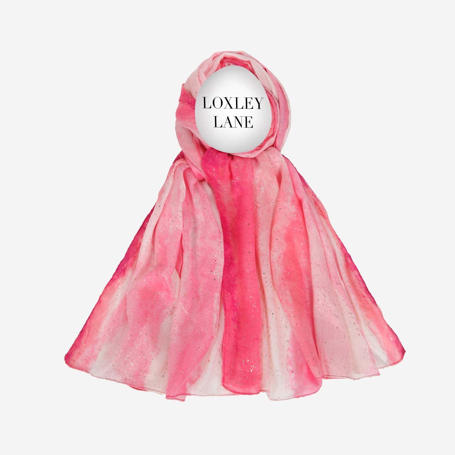 LIGHTWEIGHT SCARF ABSTRACT METALLIC PINK