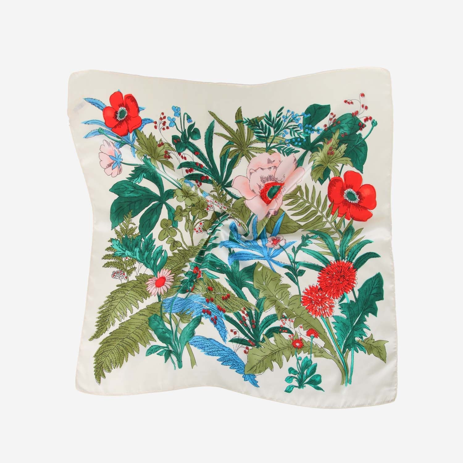 SATIN NECKTIE TROPICAL FLORAL CREAM