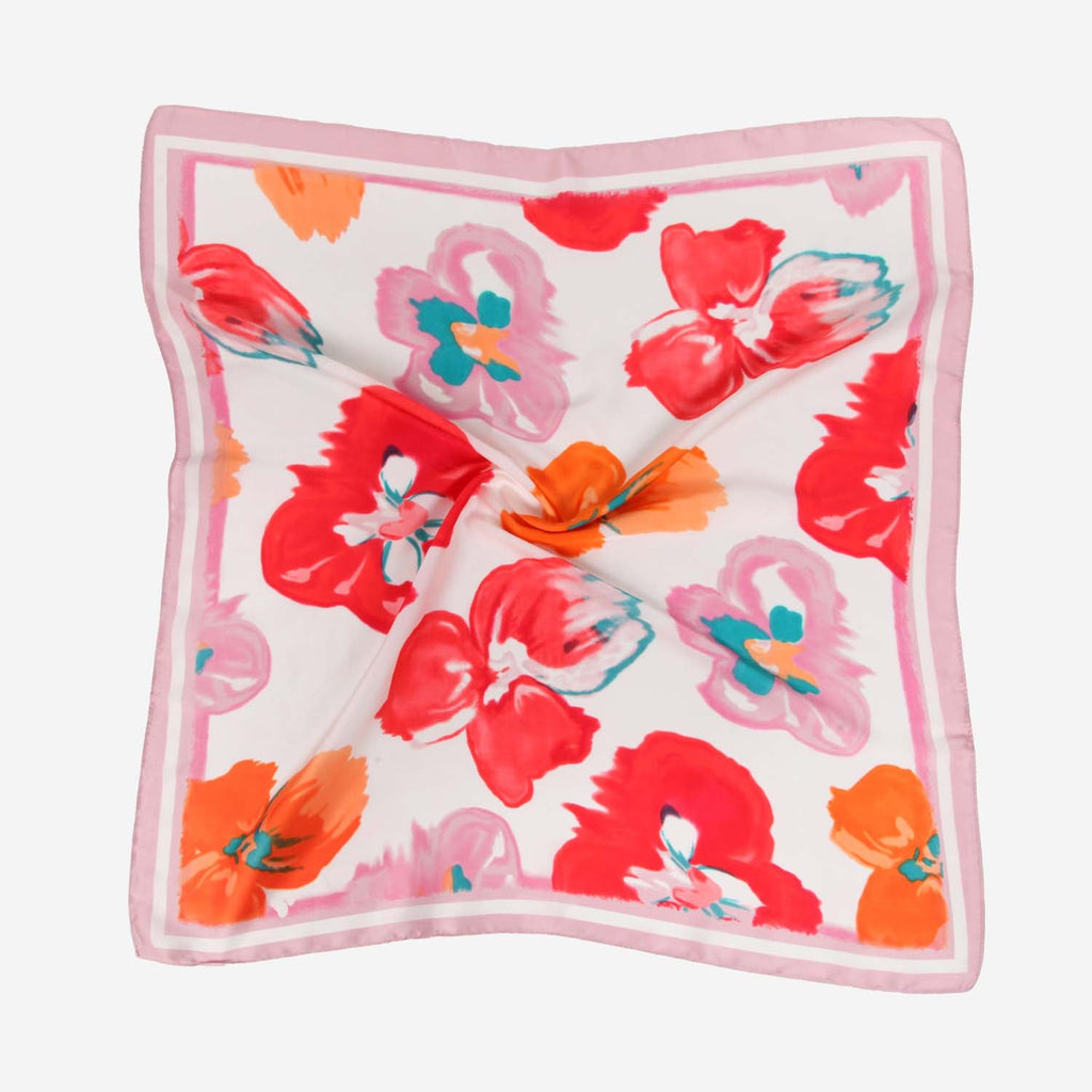 SATIN NECKTIE ABSTRACT FLORAL PINK