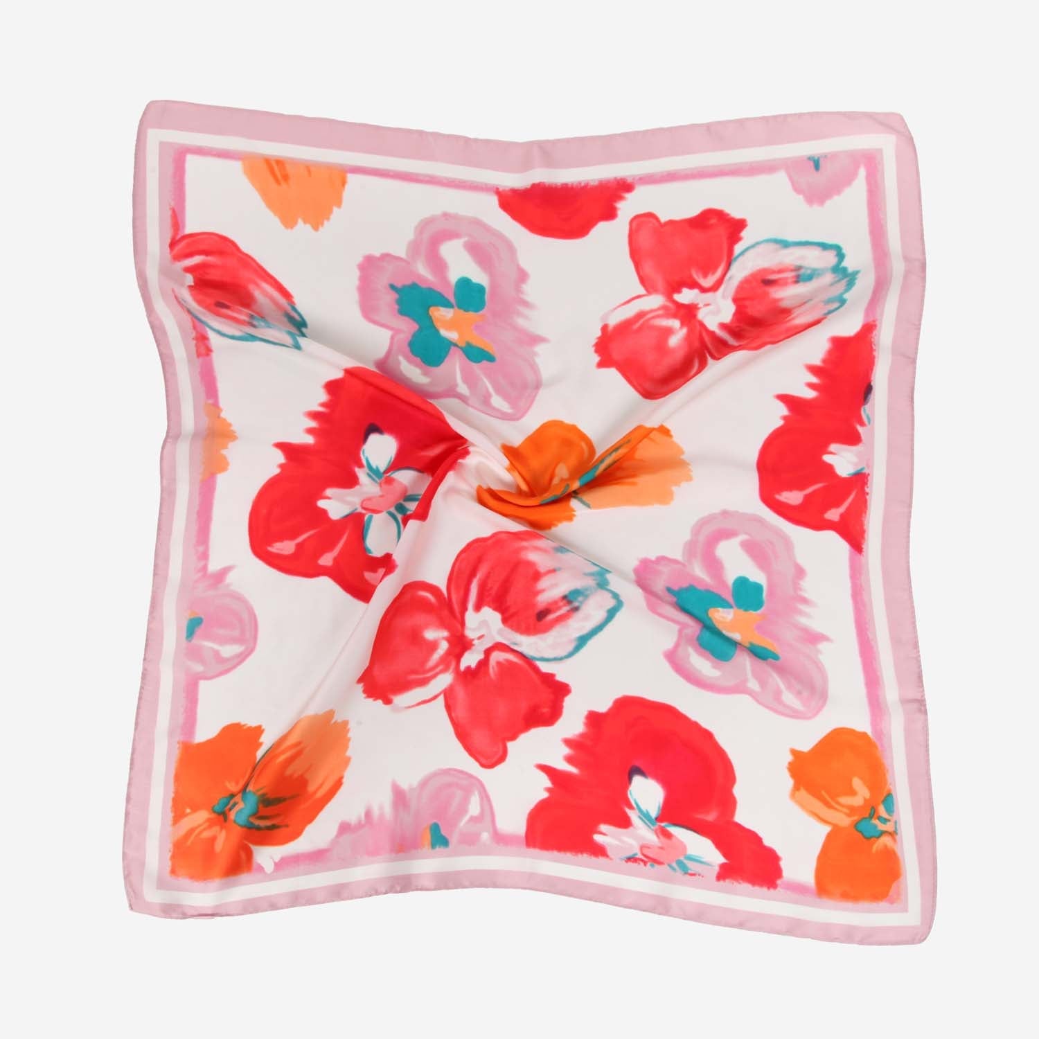 SATIN NECKTIE ABSTRACT FLORAL PINK