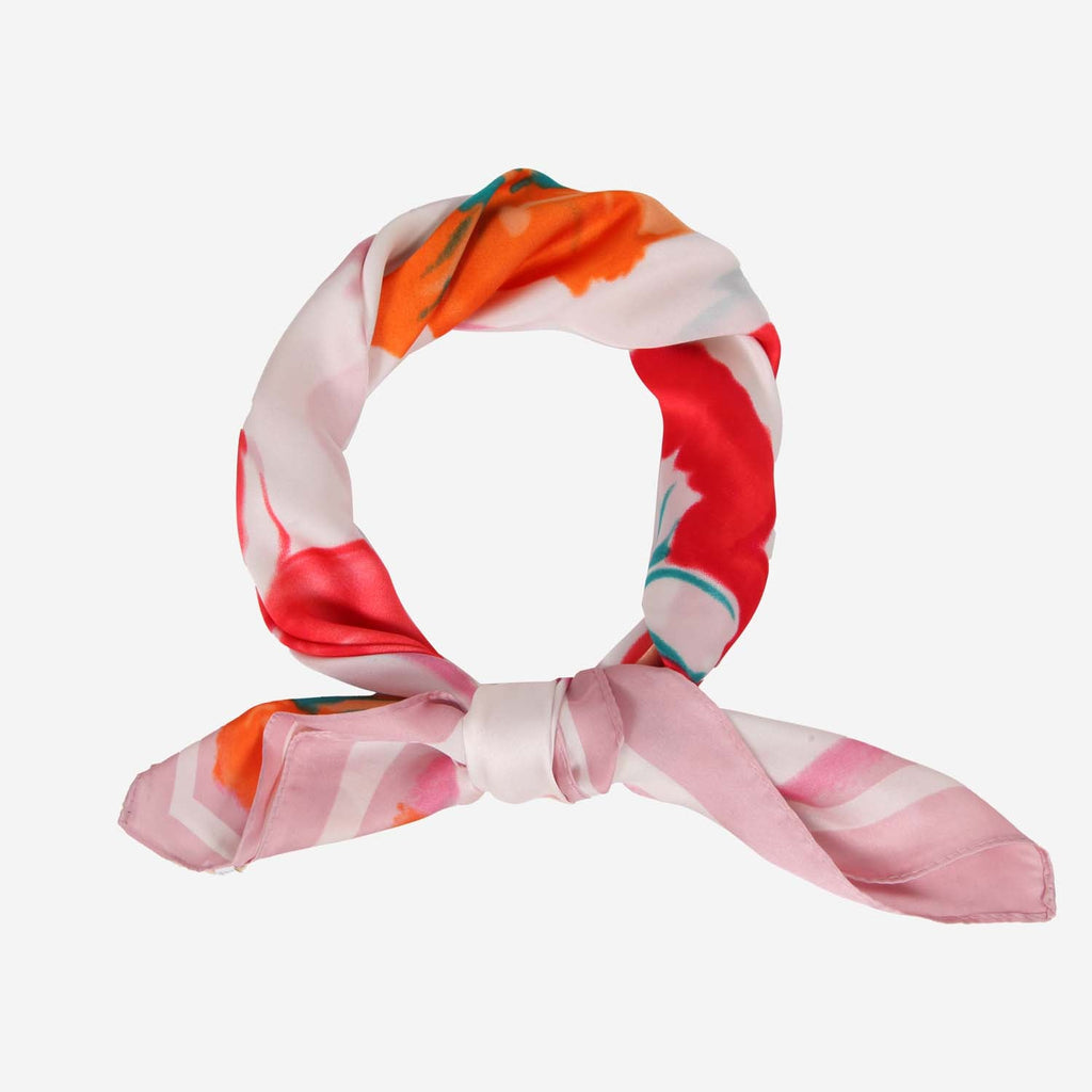 SATIN NECKTIE ABSTRACT FLORAL PINK