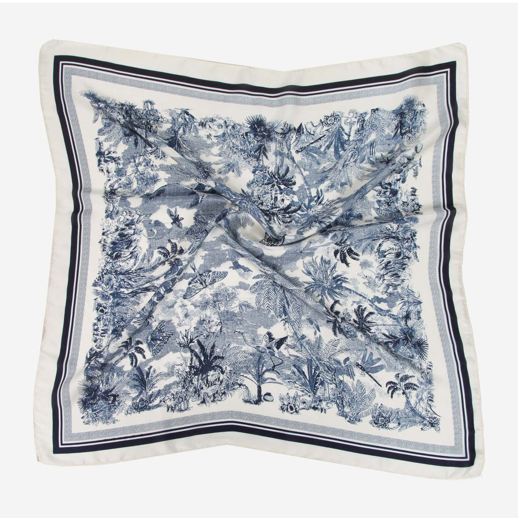 SATIN NECKTIE MUTED JUNGLE BLUE