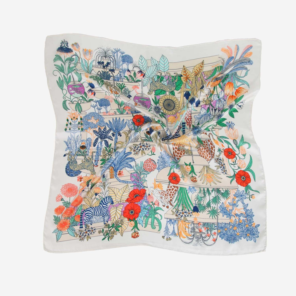 SATIN NECKTIE WILD FLOWERS CREAM