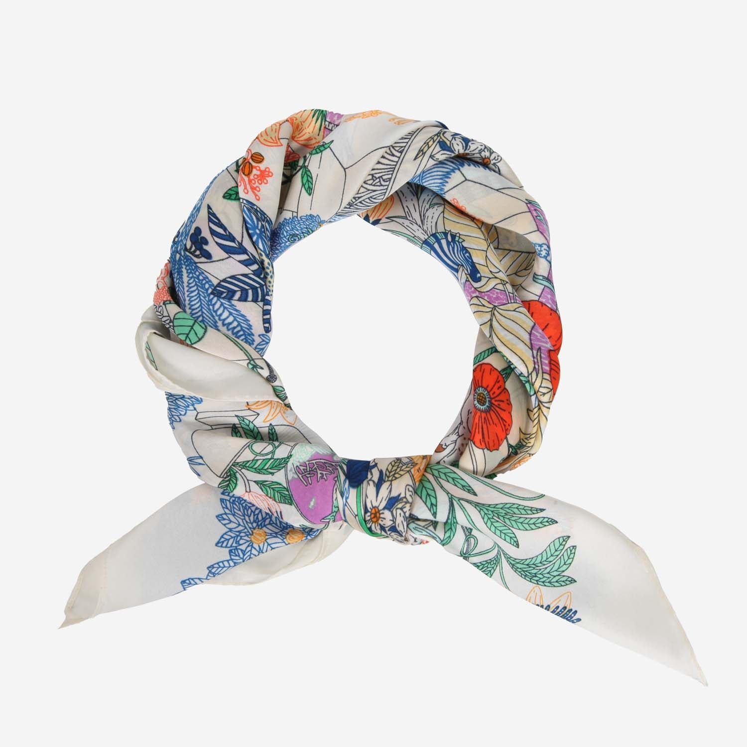 SATIN NECKTIE WILD FLOWERS CREAM