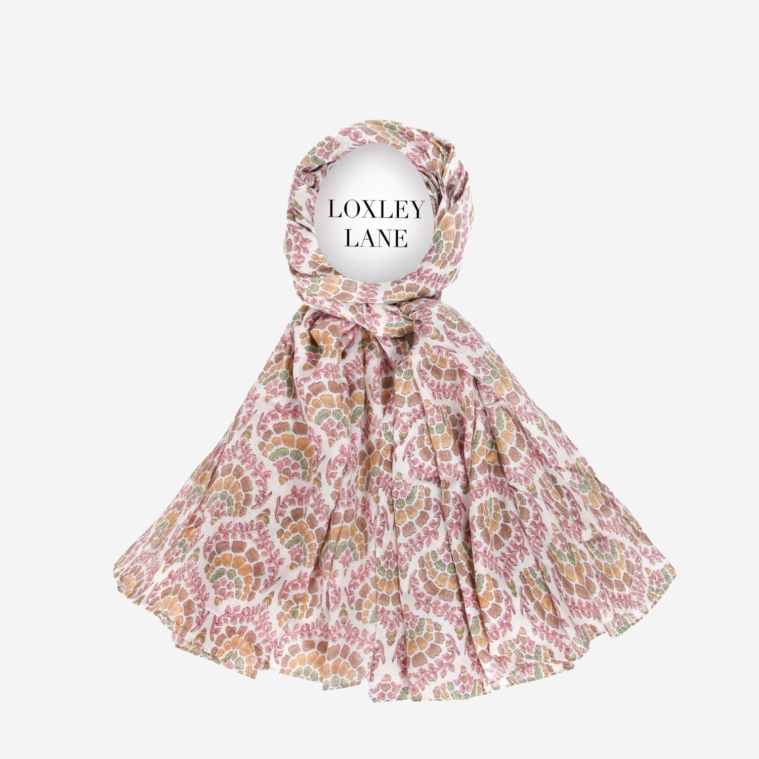 PURE COTTON SCARF PEACOCK TAIL PINK