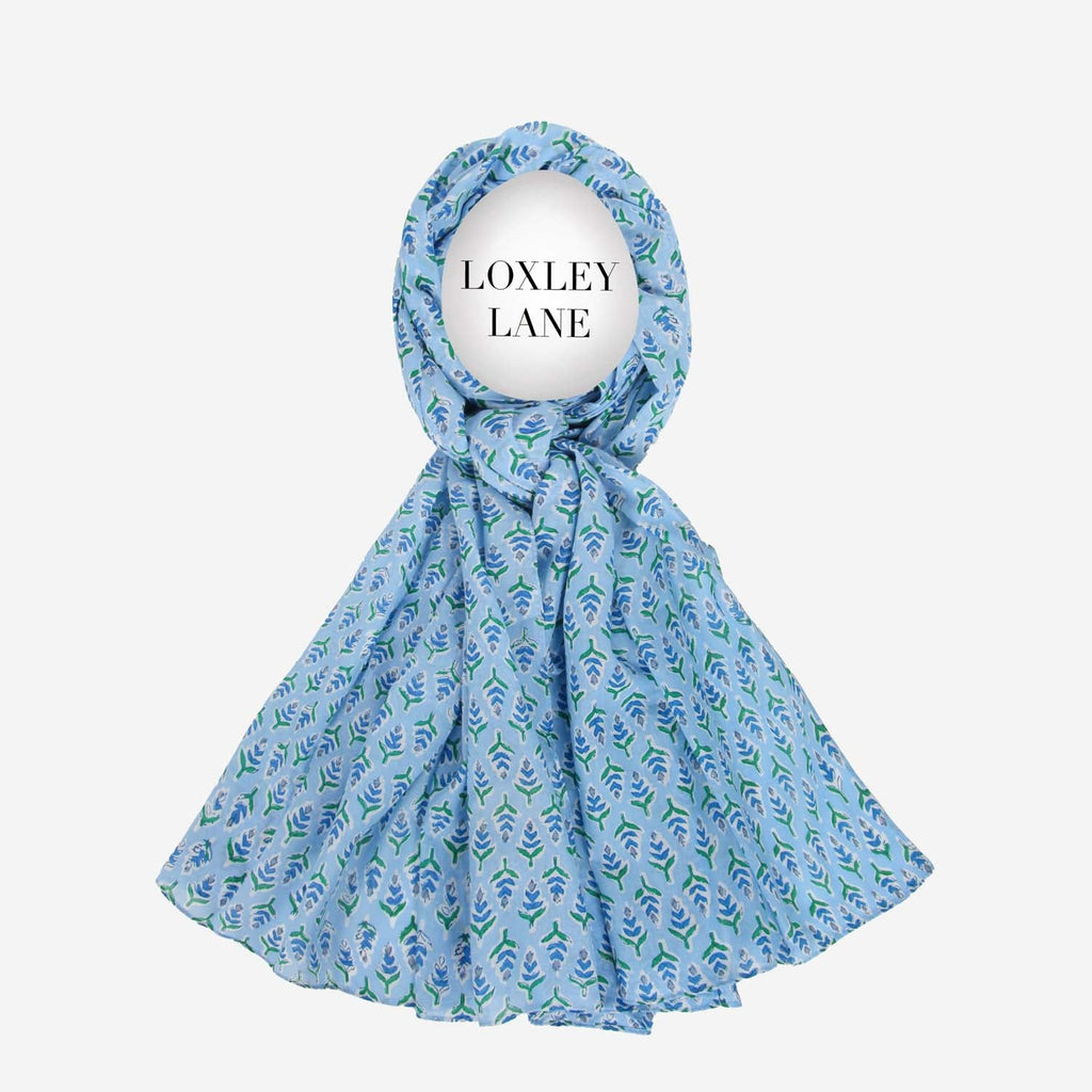 PURE COTTON SCARF KANTHA DITSY BLUE