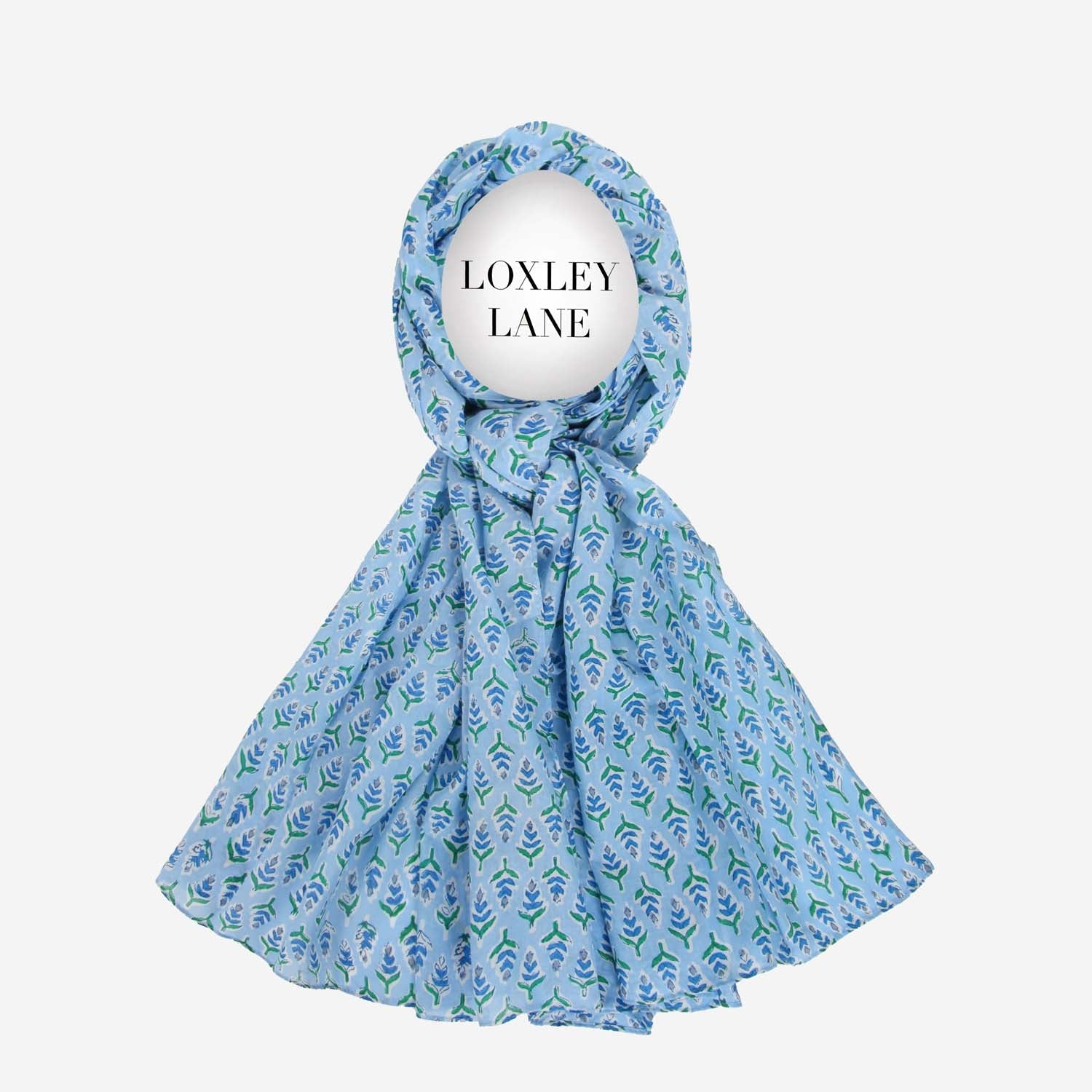 PURE COTTON SCARF KANTHA DITSY BLUE