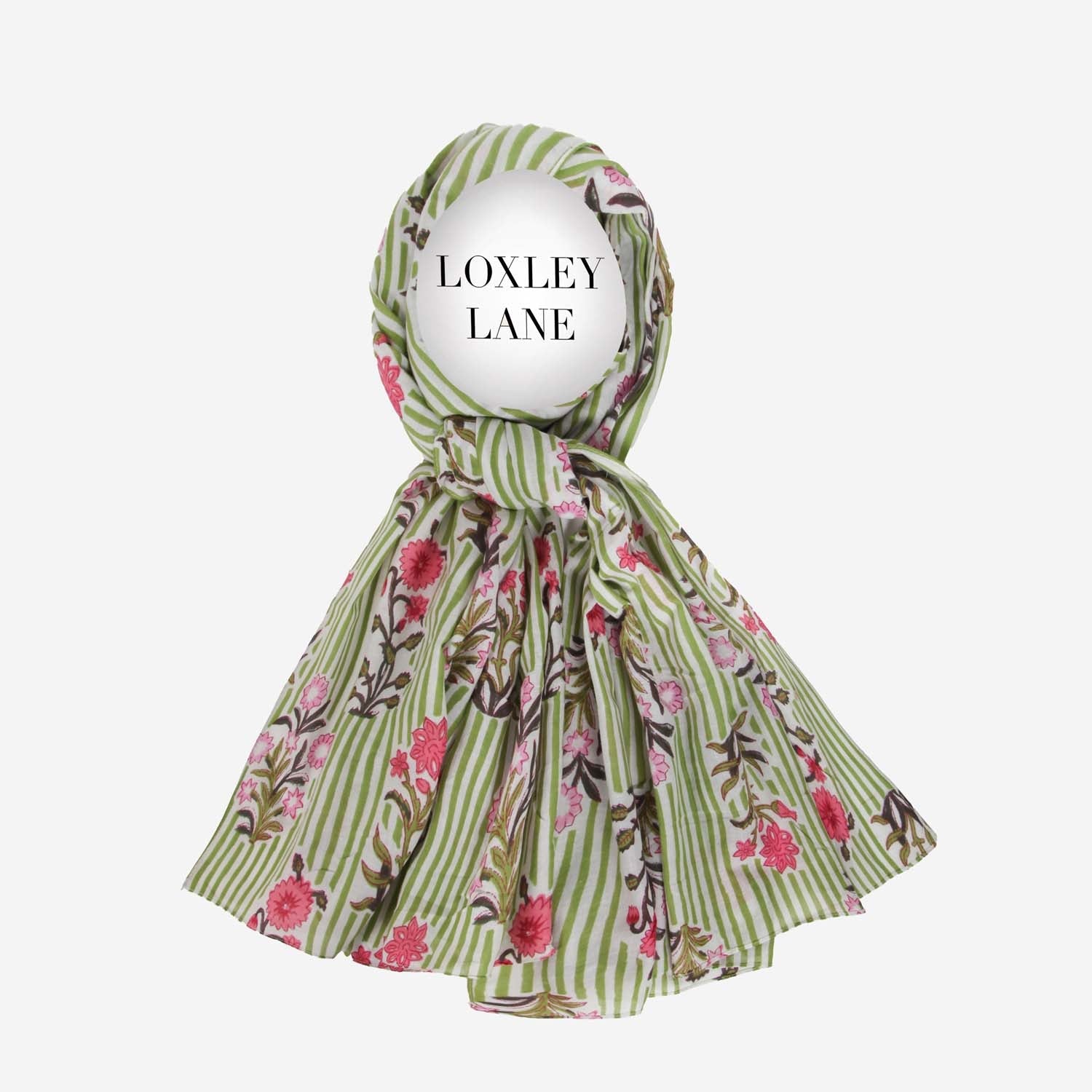 PURE COTTON SCARF KANTHA GARDEN GREEN