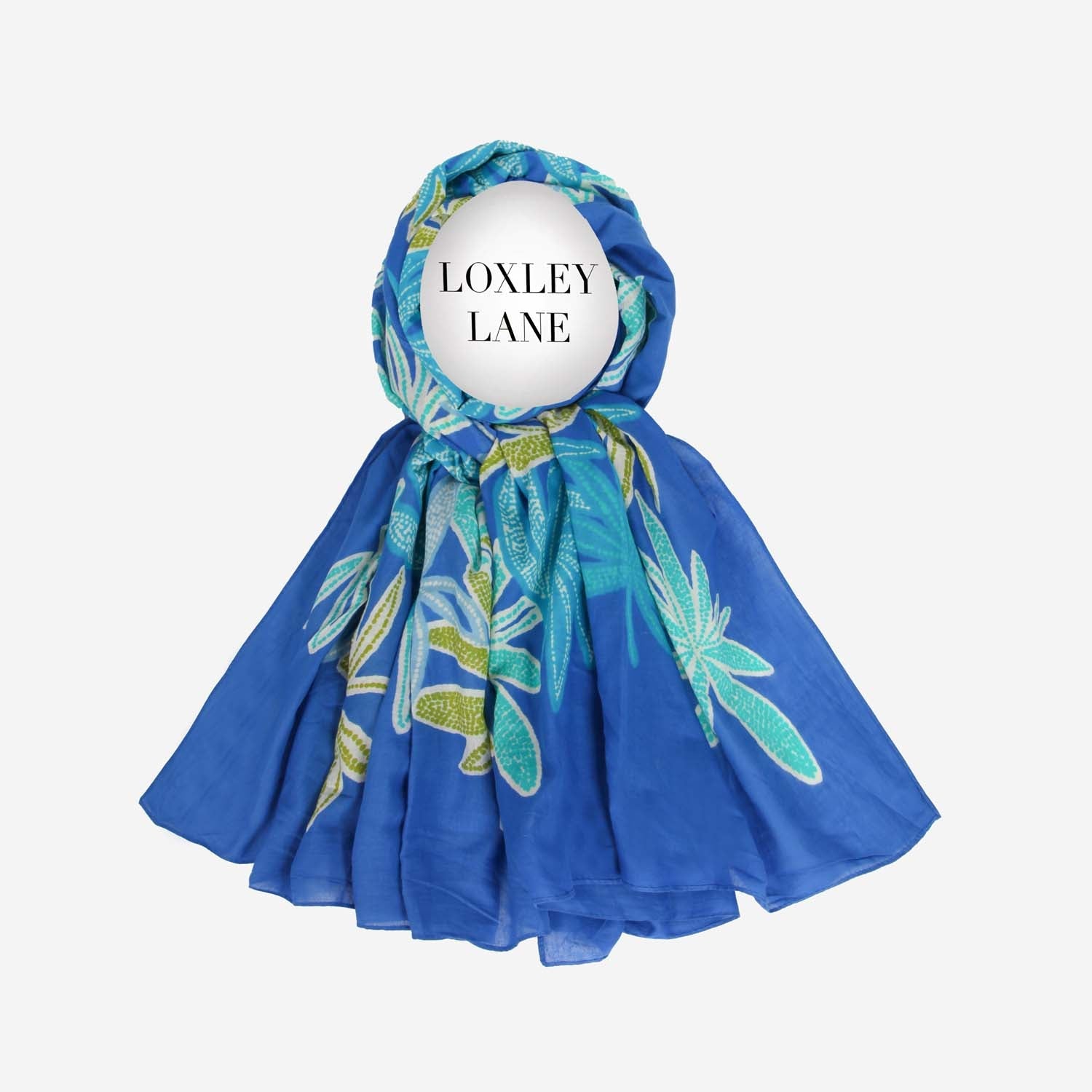 PURE COTTON SCARF KANTHA TROPICAL BLUE