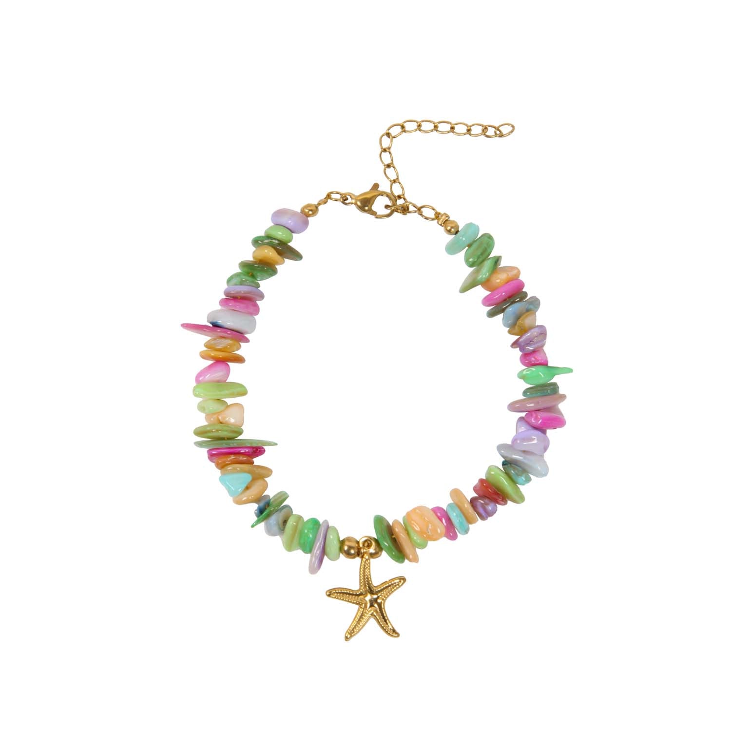 BRACELET HANDMADE SHELL STARFISH MIXED 14K GOLD PLATED