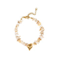BRACELET HANDMADE SHELL HEART NATURAL 14K GOLD PLATED