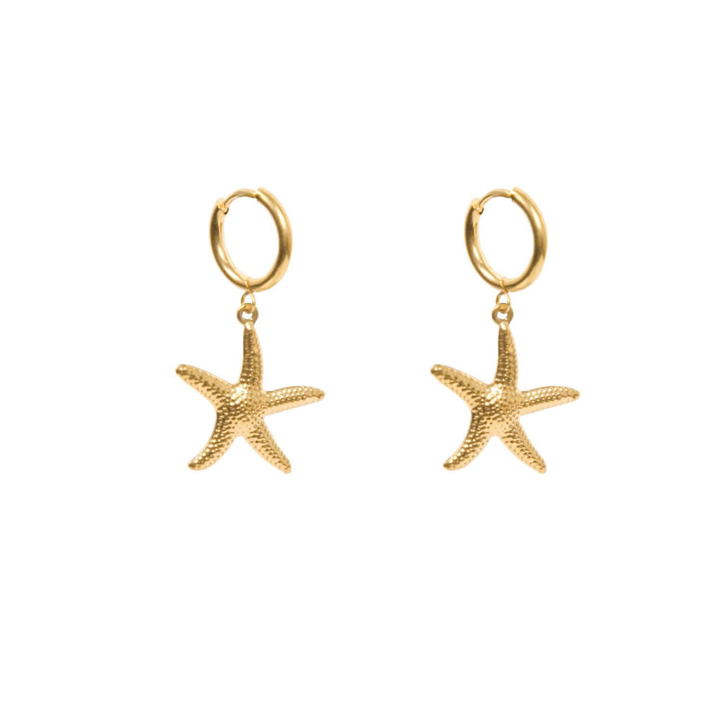 DROP EARRING STARFISH 14K GOLD PLATED