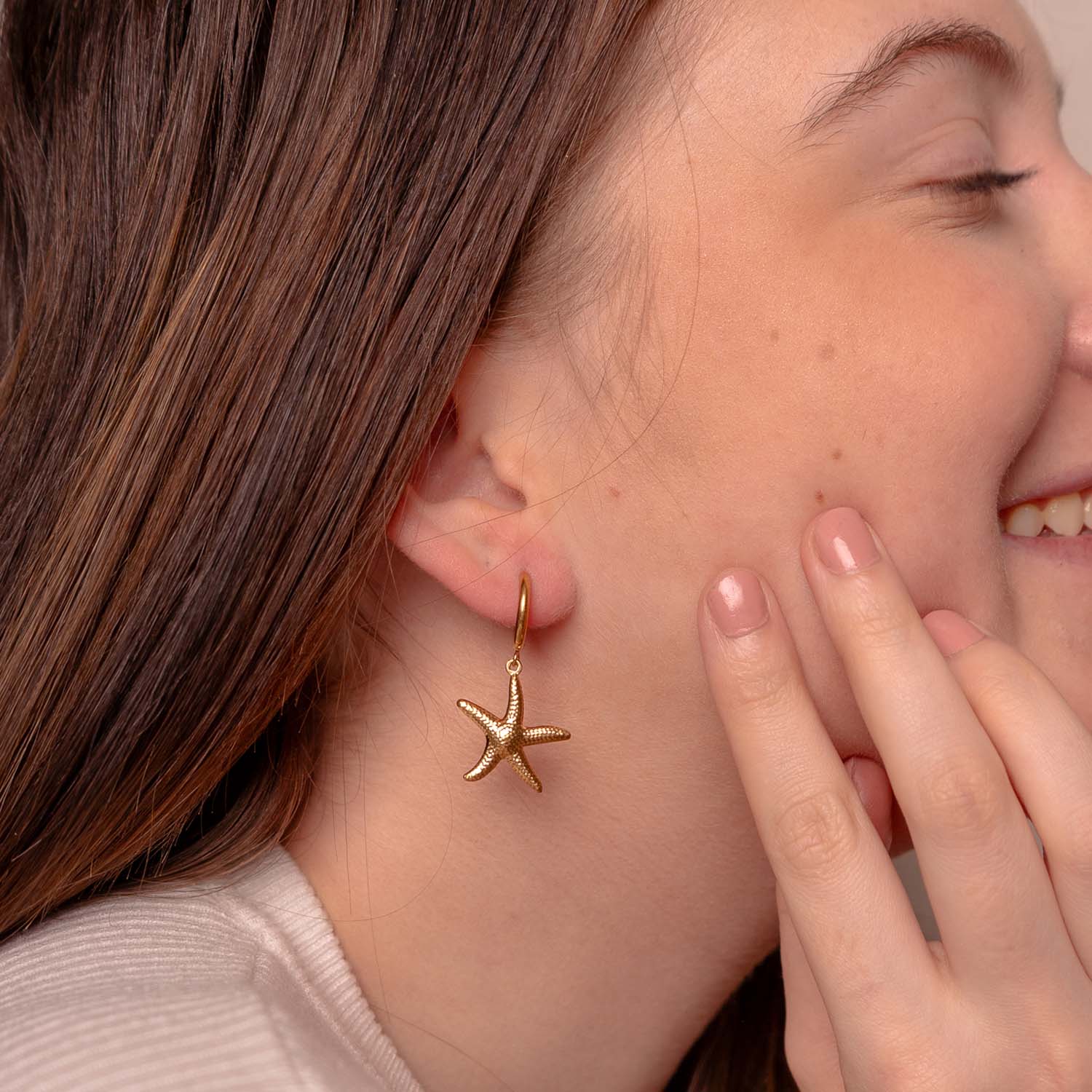 DROP EARRING STARFISH 14K GOLD PLATED