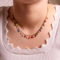 NECKLACE HANDMADE GLASS BEAD 14K GOLD PLATED