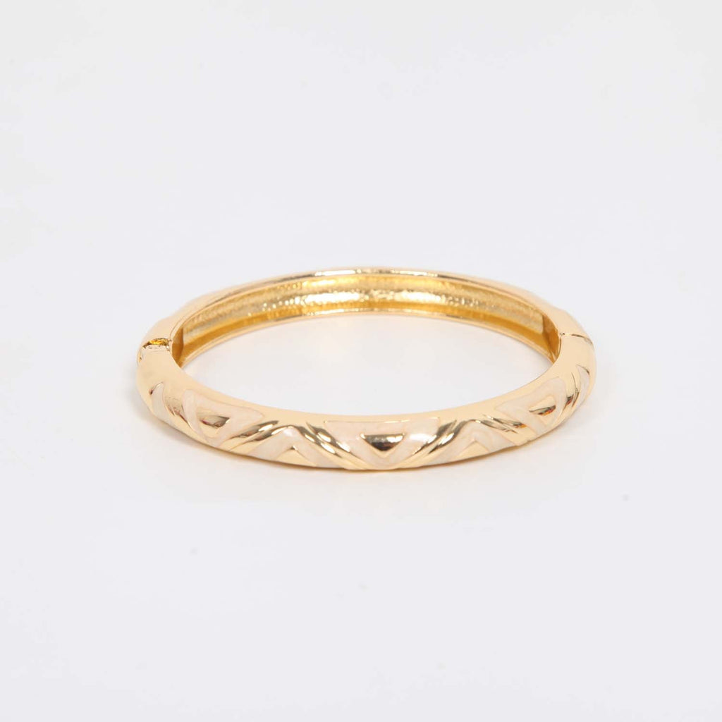 BANGLE HINGED ENAMEL DETAIL CREAM