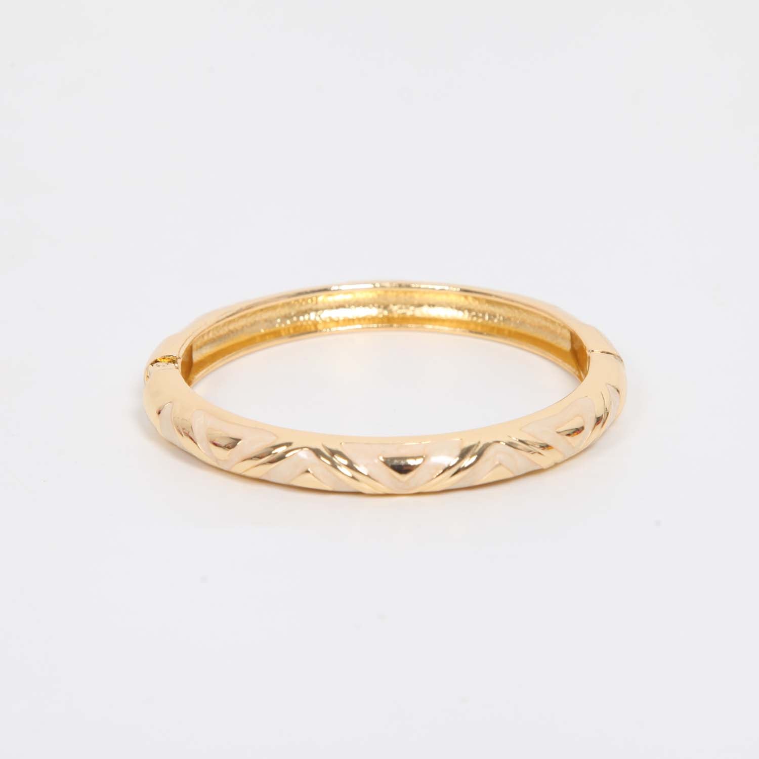BANGLE HINGED ENAMEL DETAIL CREAM