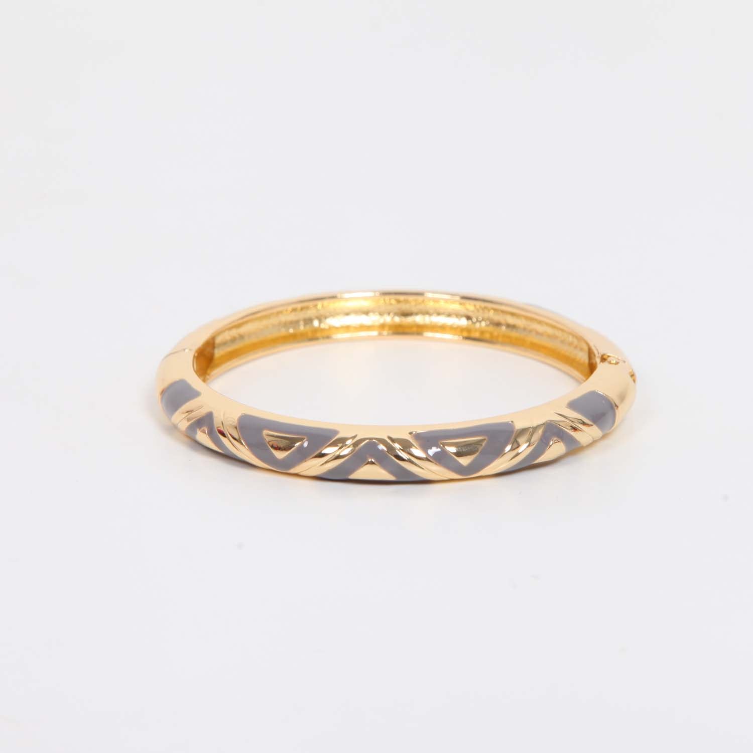BANGLE HINGED ENAMEL DETAIL GREY