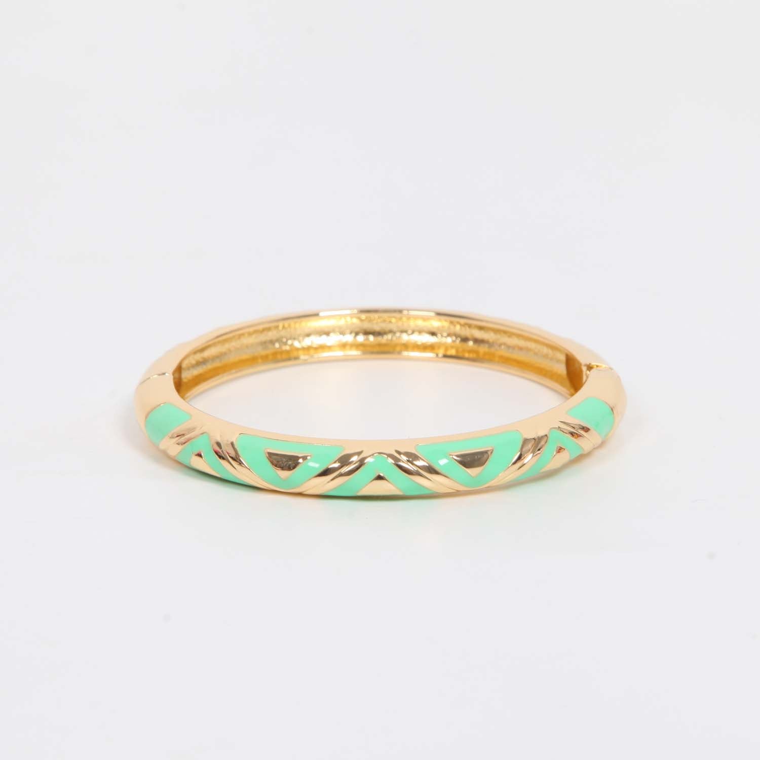 BANGLE HINGED ENAMEL DETAIL LIGHT GREEN