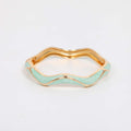 BANGLE HINGED ENAMEL WAVE DETAIL BLUE