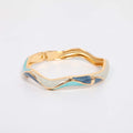 BANGLE HINGED ENAMEL WAVE DETAIL NAVY