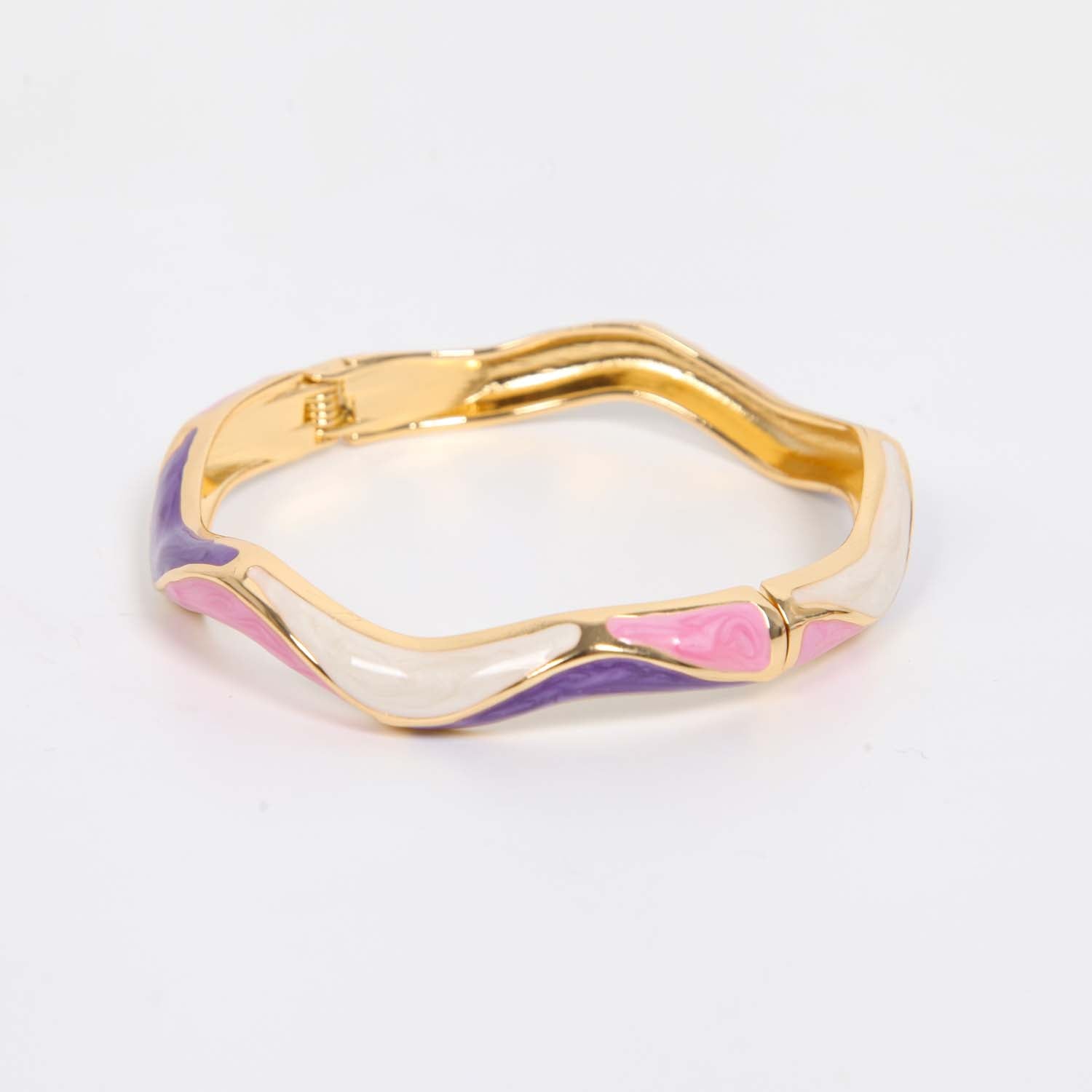 BANGLE HINGED ENAMEL WAVE DETAIL PURPLE