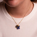 NECKLACE GEM SLICE TRIPLE CHARMS HYACINTH QUARTZ 14K GOLD PLATED
