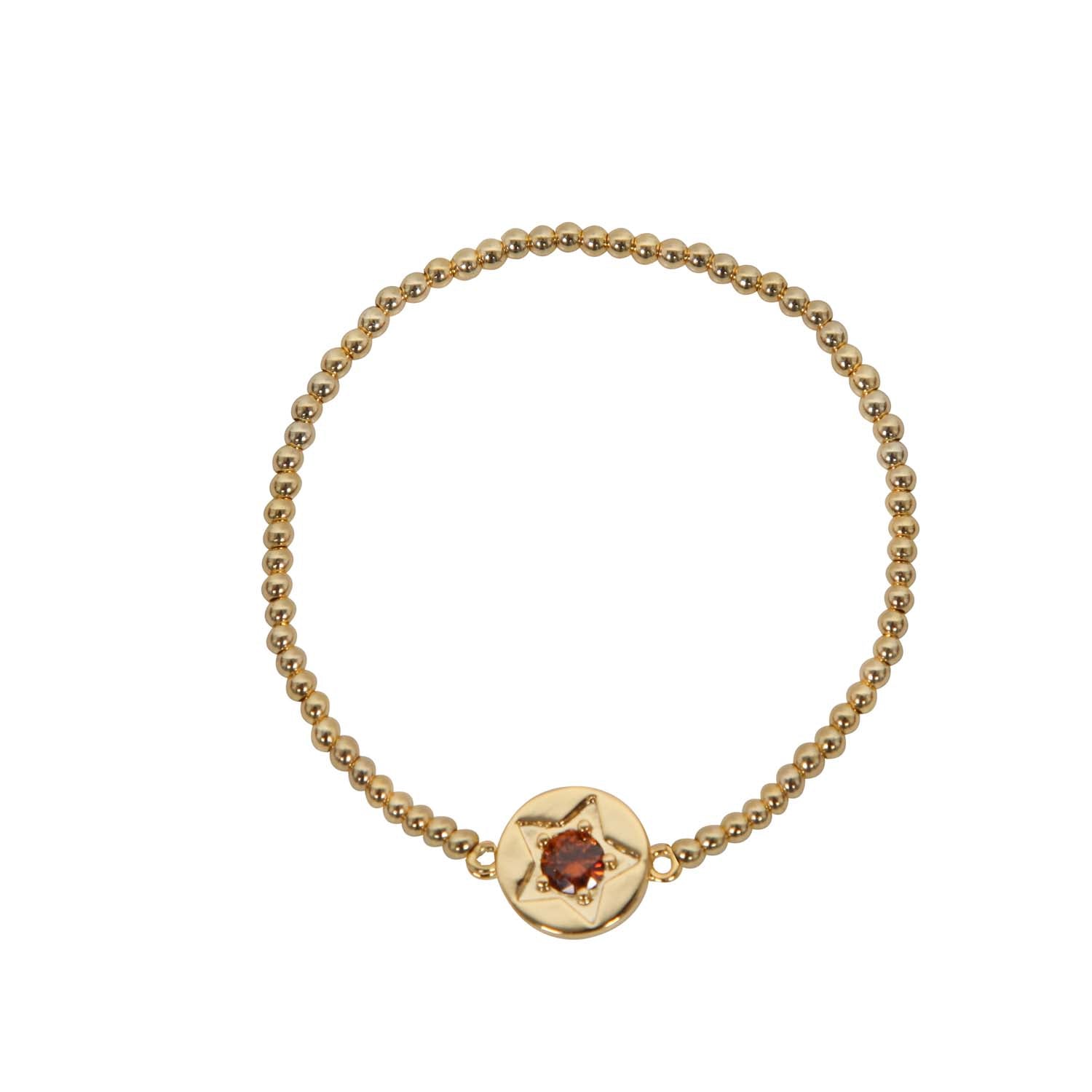 BRACELET COFFEE CRYSTAL STAR DETAIL GOLD PLATED