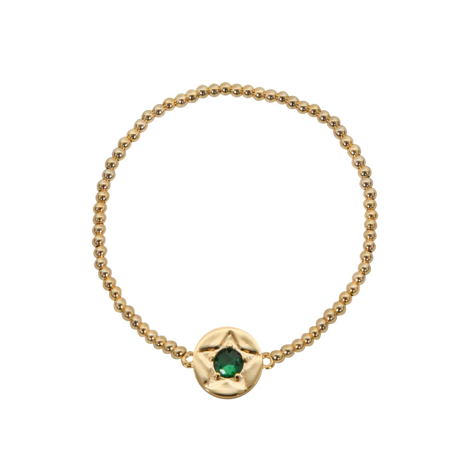 BRACELET GREEN CRYSTAL STAR DETAIL GOLD PLATED