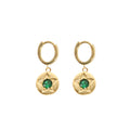 EARRING GREEN CRYSTAL STAR DETAIL GOLD PLATED