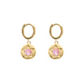 EARRING PINK CRYSTAL STAR DETAIL GOLD PLATED