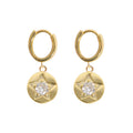 EARRING CLEAR CRYSTAL STAR DETAIL GOLD PLATED