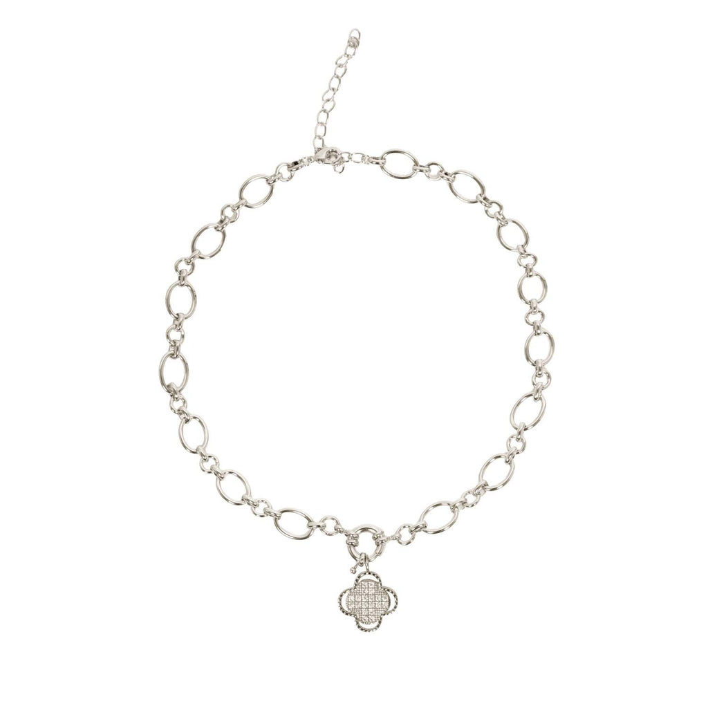 NECKLACE CHARM BUILDER + CLOVER CHARM SILVER PLATED