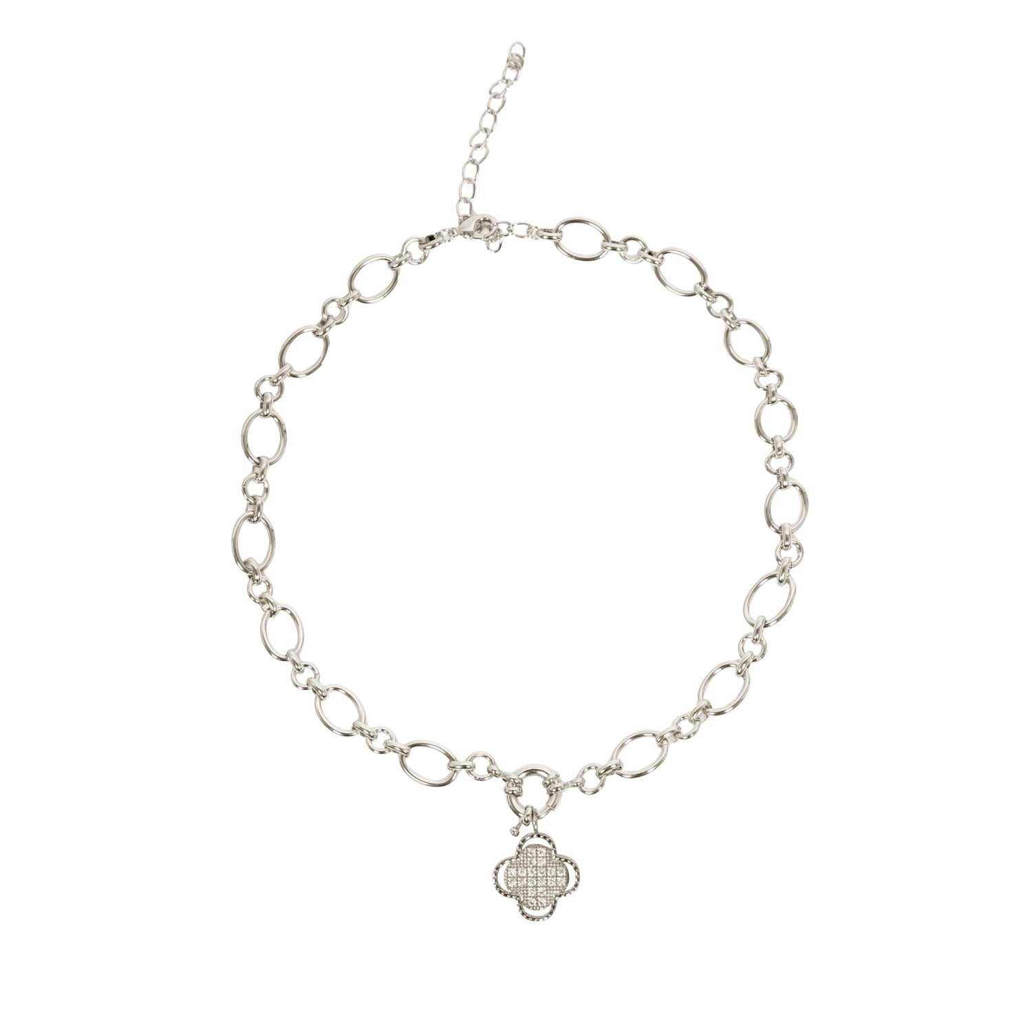 NECKLACE CHARM BUILDER + CLOVER CHARM SILVER PLATED