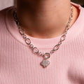 NECKLACE CHARM BUILDER + CLOVER CHARM SILVER PLATED