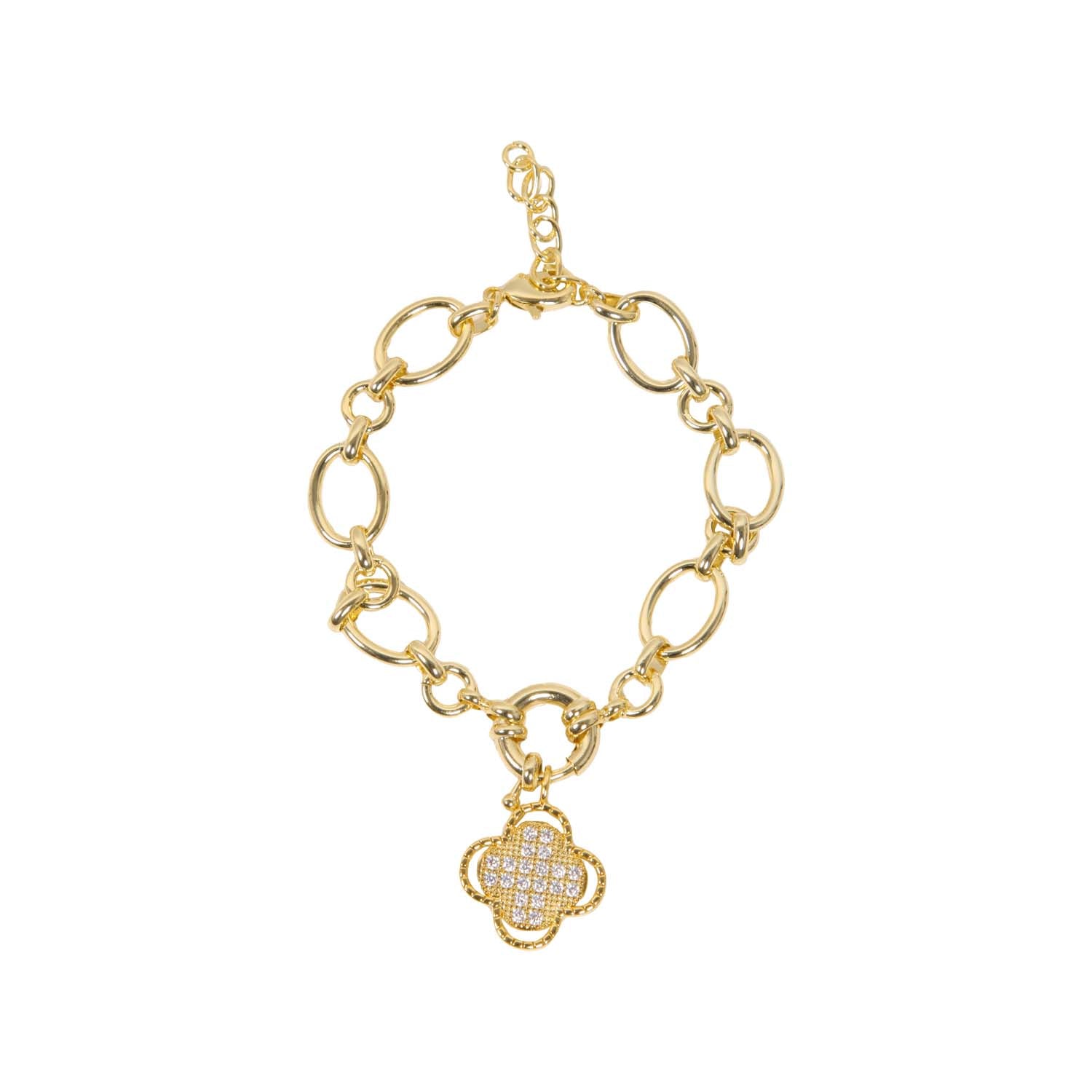 BRACELET CHARM BUILDER + CLOVER CHARM 14K GOLD PLATED