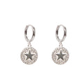 HOOP EARRINGS STAR CHARM SILVER PLATED
