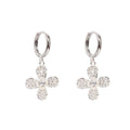 HOOP EARRINGS FLOWER CHARM SILVER PLATED
