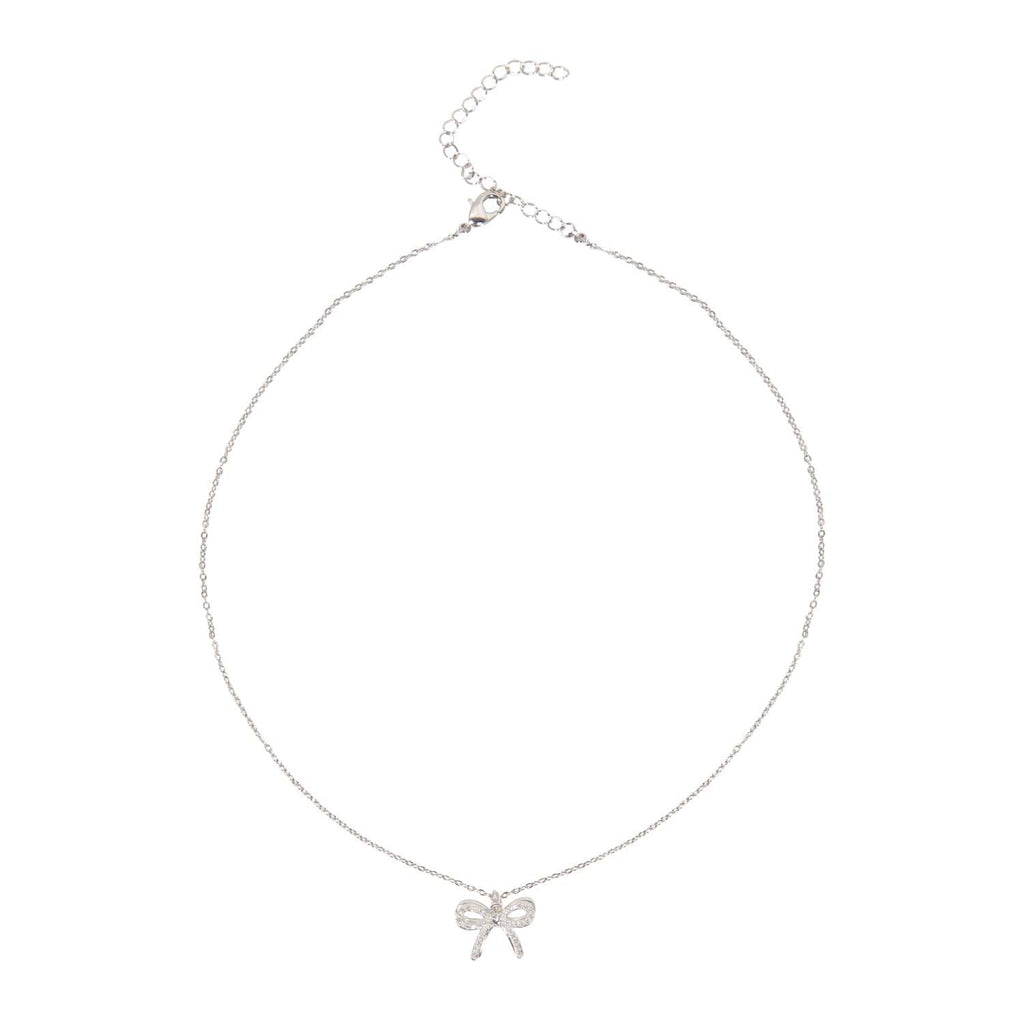 NECKLACE BOW PENDANT SILVER PLATED
