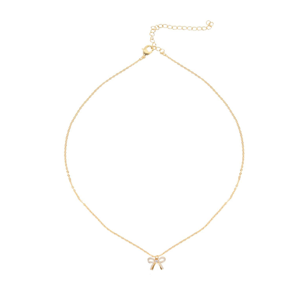 NECKLACE BOW PENDANT 14K GOLD PLATED