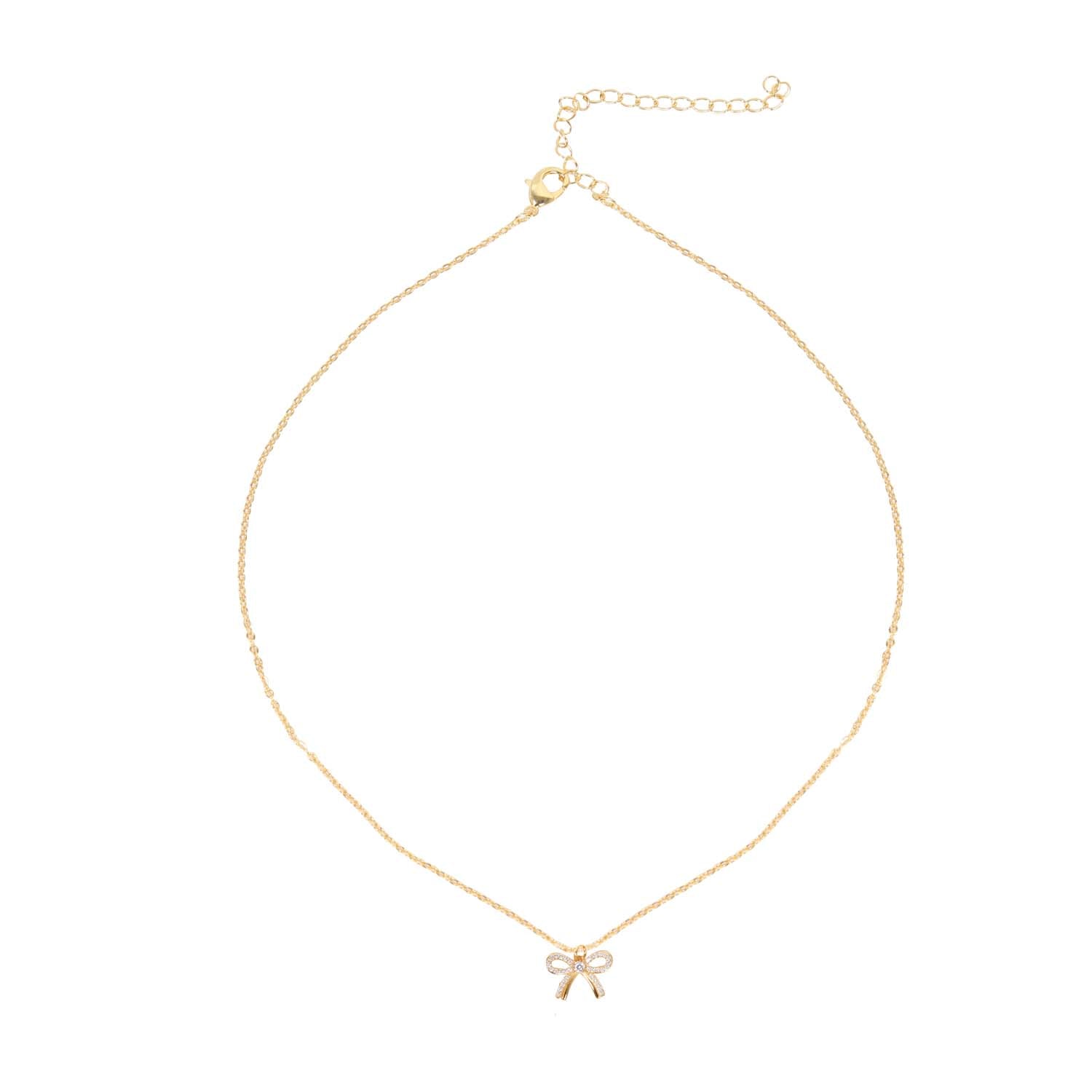 NECKLACE BOW PENDANT 14K GOLD PLATED