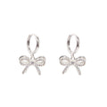 HOOP EARRING BOW PENDANT SILVER PLATED