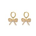HOOP EARRING BOW PENDANT 14K GOLD PLATED