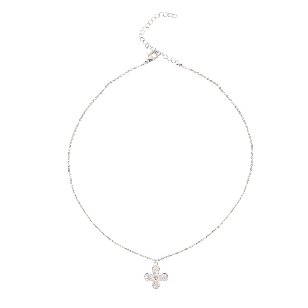 NECKLACE FLOWER PENDANT SILVER PLATED